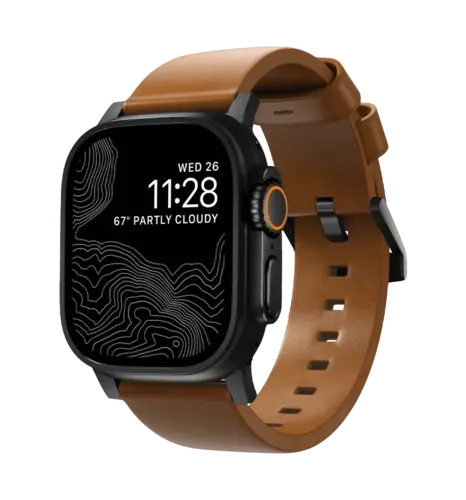 Ремінець Nomad Modern Leather Black Hardware English Tan 46mm/49mm (NM01804185)