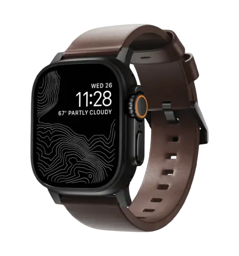 Ремінець Nomad Modern Leather Black Hardware Rustic Brown Horween 46mm/49mm (NM1A4RBM00)