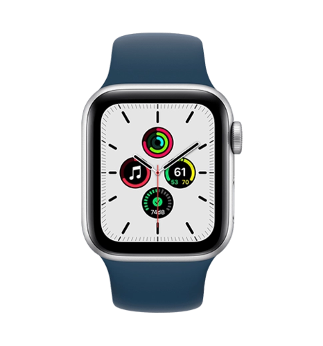 Apple Watch SE 40mm Silver Aluminum Case with Abyss Blue Sport Band (MKNY3)