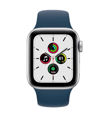 Apple Watch SE 44mm Silver Aluminum Case with Abyss Blue Sport Band (MKQ43)