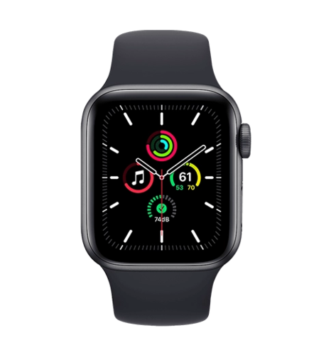 Apple Watch SE 44mm Space Gray Aluminum Case with Midnight Sport Band (MKQ63)