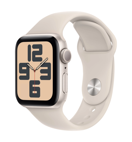 Apple Watch SE (gen 2) 2023 40mm Starlight Aluminum Case with Starlight Sport Band M/L (MR9V3)