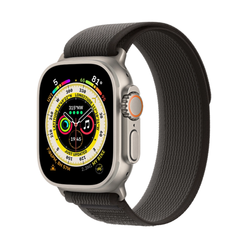 Apple Watch 49mm Ultra Titanium Black/Gray Trail Loop S/M (MQF43)