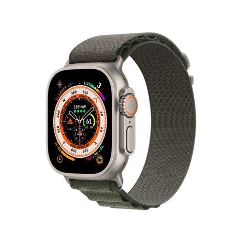 Apple Watch Ultra 49mm Titanium Case with Green Alpine Loop Small (MNHJ3/MNHC3)