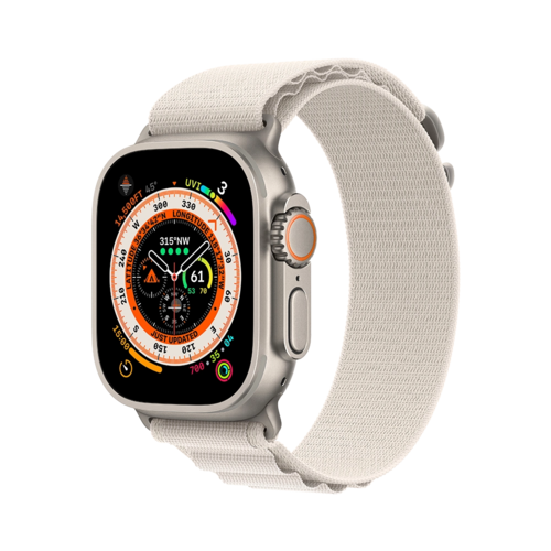 Apple Watch Ultra 49mm Titanium Case with Starlight Alpine Loop - Medium (MQFR3/MQF03)