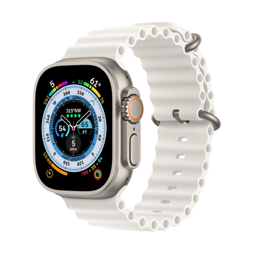 Apple Watch Ultra 49mm Titanium Case with White Ocean Band (MNHF3/MNH83)