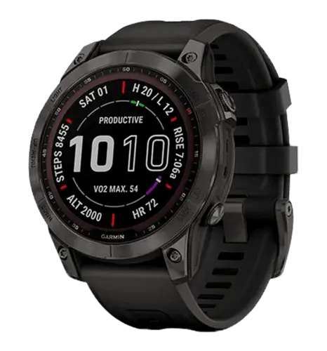 Смарт-годинник Garmin Fenix 7 Sapphire Solar Black DLC Titanium with Black Band (010-02540-34/35/47)