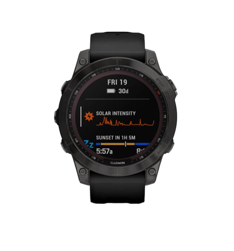 Смарт-годинник Garmin Fenix 7 Sapphire Solar Carbon Gray DLC Titanium with Black Band (010-02540-20/21)