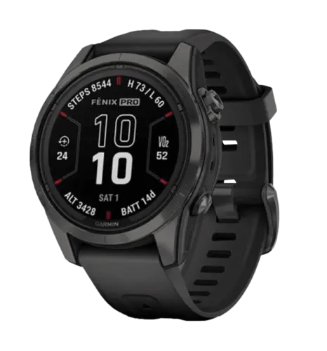 Смарт-годинник Garmin Fenix 7S Pro Sapphire Solar Carbon G. DLC Tit. with Black Band (010-02776-10/11/54) UA