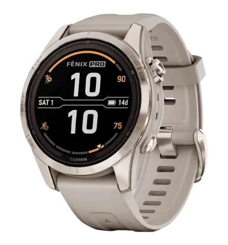 Смарт-годинник Garmin Fenix 7S Pro Sapphire Solar Soft Gold w. Light Sand Band (010-02776-14/15)