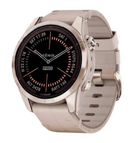 Смарт-годинник Garmin Fenix 7S Pro Sapphire Solar Soft Gold w. Limestone L. Band (010-02776-30) UA