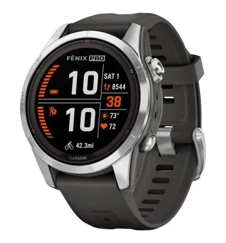 Смарт-годинник Garmin Fenix 7S Pro Solar Silver w. Graphite Band (010-02776-00/01)