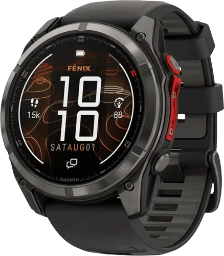 Смарт-годинник Garmin Fenix 8 51mm MicroLED Sapphire Carbon Gray DLC Titanium/Black Silicone (010-03380-13)