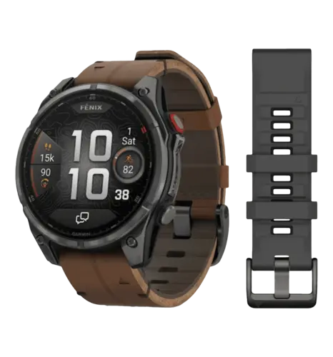 Смарт-годинник Garmin Fenix 8 Pro (47 mm) AMOLED Sapphire, титан Carbon Gray DLC шкіряним ремінцем (010-03198-40)