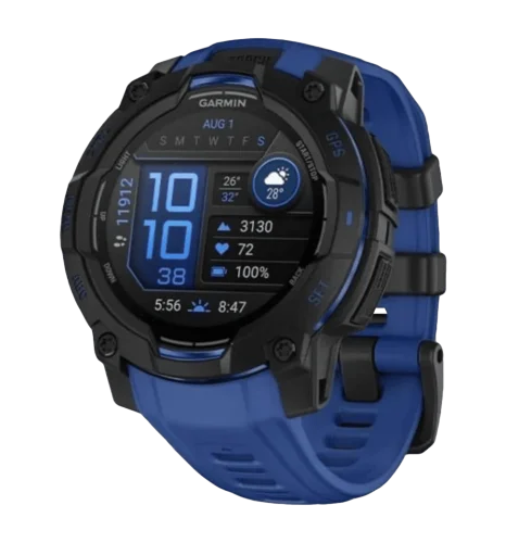 Смарт-годинник Garmin Instinct 3 45mm AMOLED Black with Bolt Blue/Black Band (010-02936-03)
