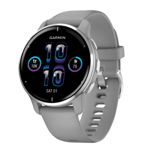 Смарт-годинник Garmin Venu 2 Plus Silver S. Steel Bezel w. Powder G. Case and S. Band (010-02496-00/10)