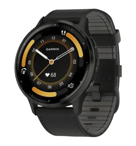 Смарт-годинник Garmin Venu 3 Slate S. Steel Bezel w. Black Case and Leather Band (010-02784-52/02) UA