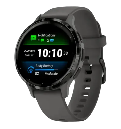 Смарт-годинник Garmin Venu 3S Slate S. Steel Bezel w. Pebble Gray Case and S. Band (010-02785-00)