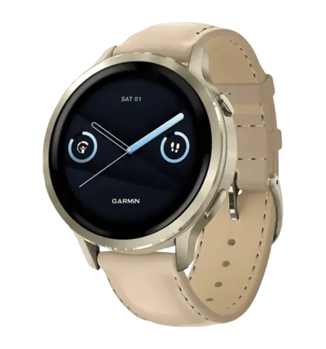 Смарт-годинник Garmin Venu 4 41 mm Lunar Gold with Light Sand Leather Band (010-03013-03)