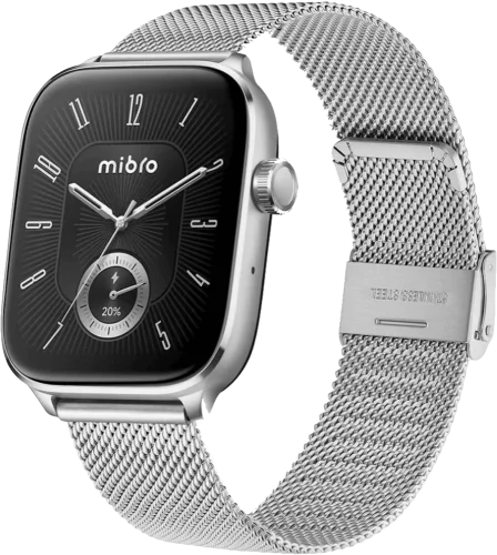 Смарт-годинник Mibro Fit 44мм, 1.75", 390x450, AMOLED, BT 5.3, GPS, 5 ATM, сріблястий