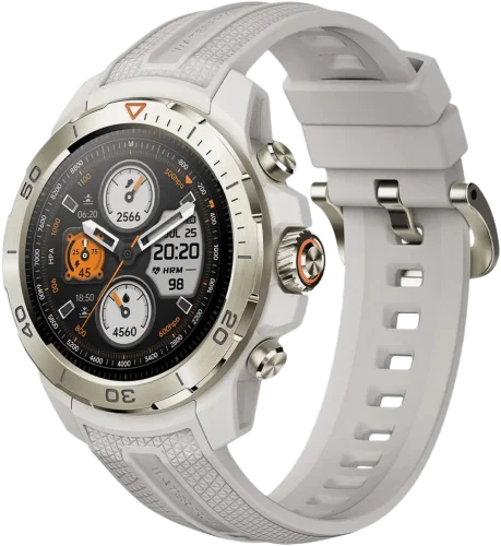 Смарт-годинник Mibro GS Explorer 48мм, 1.32", 466x466, AMOLED, BT 5.3, Dual-band GPS, 10 ATM, білі