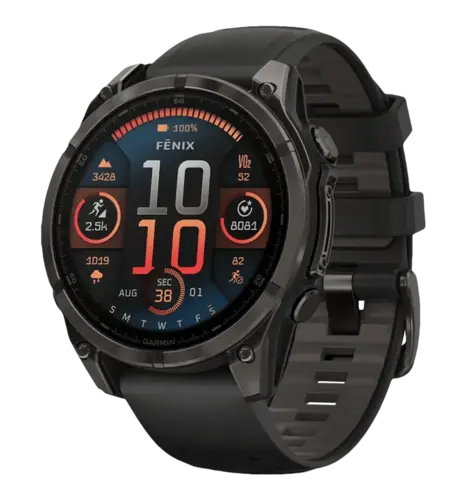 Спортивний-годинник Garmin Fenix 8 47mm AMOLED Sapphire Carbon Gray DLC Titanium w. Black/Pebble Gray S. Band (010-02904-20/2