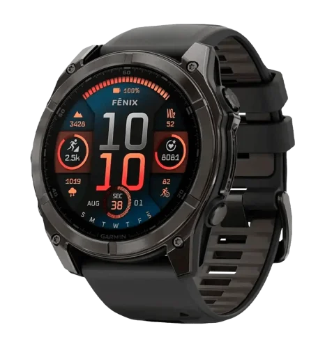 Спортивний годинник Garmin Fenix 8 51mm AMOLED Sapphire Carbon Gray DLC Titanium w.Black/Pebble Gray S.Band (010-02905-20/21)