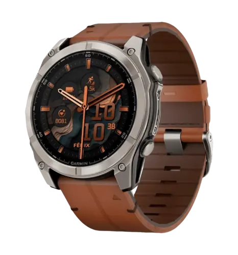 Спортивний-годинник Garmin Fenix 8 51mm AMOLED Sapphire Carbon grey DLC w. Chestnut Leather Band (010-02905-40)
