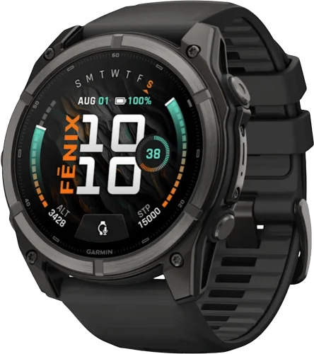 Спортивний годинник Garmin Fenix 9 51mm AMOLED Sapphire Carbon Gray DLC Titanium with Black Silicone Band (010-04763-10)