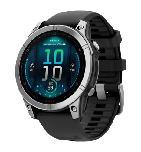 Спортивний-годинник Garmin Fenix E 47mm AMOLED Stainless Steel with Black Silicone Band (010-03025-02/00) UA