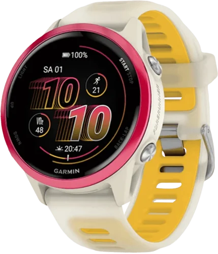 Спортивний годинник Garmin Forerunner 570 42mm Raspberry Aluminium with Translucent Bone/Mango Band (010-02970-02)