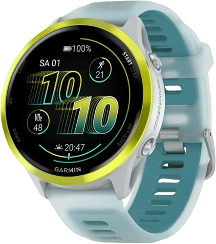 Спортивний годинник Garmin Forerunner 570 47mm Amp Yellow Aluminium with Translucent Whitestone/Turquoise Band (010-02971-01