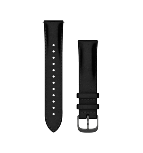 Швидкозмінні ремінці Garmin для смарт-годинника (20мм) шкіряні чорні із грифельною фурнітурою