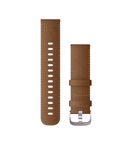 Швидкозмінні ремінці Garmin з італійської шкіри (22 мм) коричневі зі сріблястою фурнітурою