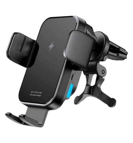 Держатель в машину с беспроводным ЗП Proove Triple Сlamp Pro 15W (black)