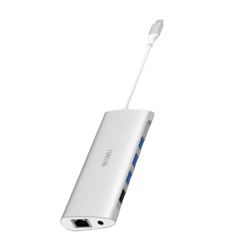 WIWU Alpha 11 in 1 Type C 3*USB, HDMI, VGA, Type c, RJ45, 3.5 mm, SD, micro SD Silver