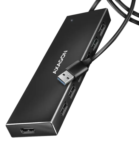 Хаб AXAGON HUE-F7A SuperSpeed USB-A FLAT hub, 1м USB-A , Чорний