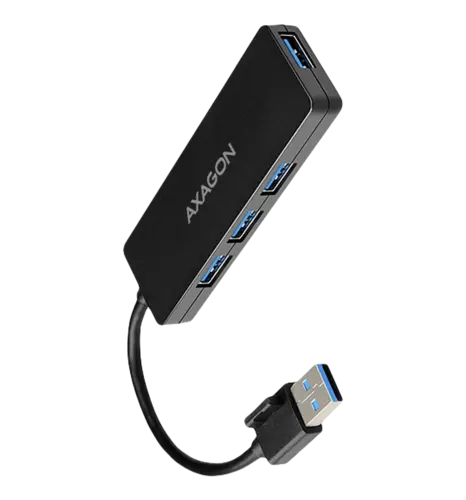 Хаб AXAGON HUE-G1A SuperSpeed USB SLIM hub, кабель 14см Type-A, Чорний