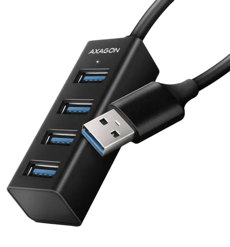 Хаб AXAGON HUE-M1A SuperSpeed USB-A MINI hub, USB-A кабель 20см, Чорний
