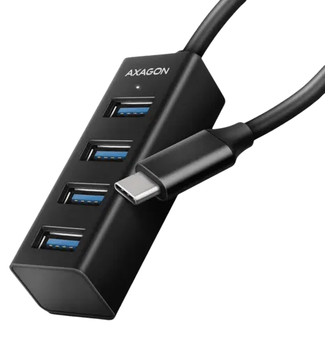 Хаб AXAGON HUE-M1C SuperSpeed USB-C MINI hub, USB-C кабель 20см, Чорний