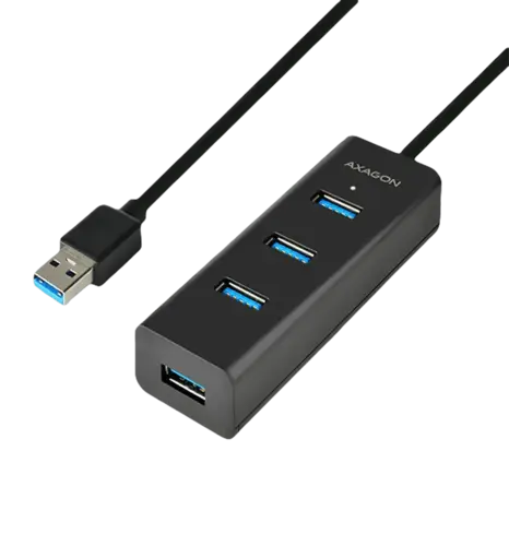 Хаб AXAGON HUE-S2BL USB3.0 CHARGING hub, 1.2м кабель, MicroUSB зарядка, Чорний