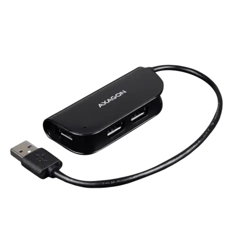 Хаб AXAGON HUE-X4B USB READY hub, USB-A кабель 20см, Чорний