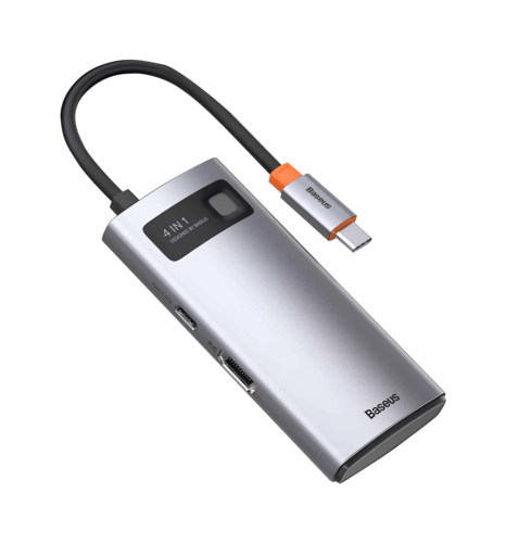 Хаб Baseus Multifunctional Metal Gleam 4-in-1 Type-C (Gray) (CAHUB-CY0G)