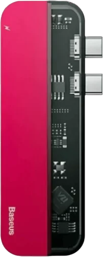 Хаб Baseus Transparent Series Dual Type-C Red (CAHUB-TS09)