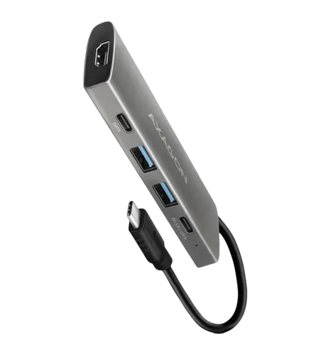 Хаб концентратор AXAGON HMC-5G2 USB-C 10Гбіт/с SPEEDSTER 5in1 hub (rev2.0), Сірий