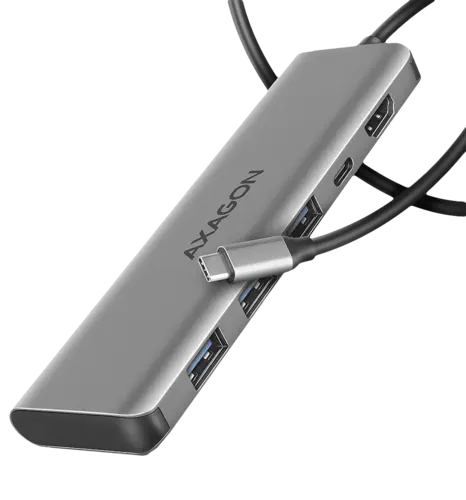 Хаб концентратор AXAGON HMC-5H USB-C 5Гбіт/с 5in1 hub, Сірий