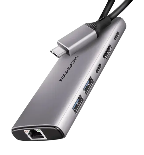 Хаб концентратор AXAGON HMC-6G2L USB-C 10Гбіт/с 6in1 hub, Сірий