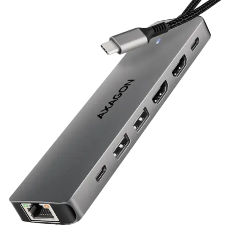 ДУБЛЬ Хаб концентратор AXAGON HMC-8HLSA USB-C 5Гбіт/с 9in1 hub, Сірий