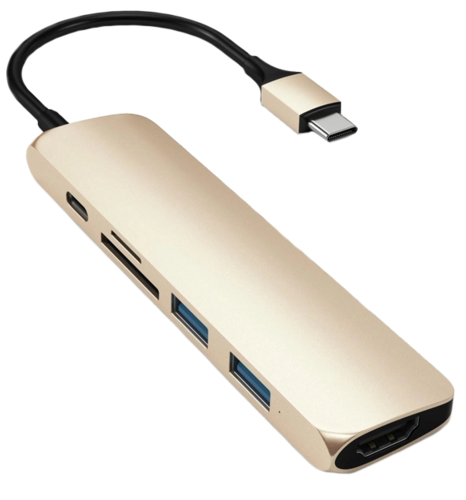 Xaб Satechi Aluminum Type-C Slim Multi-Port Adapter 4K V2 Gold (ST-SCMA2G)