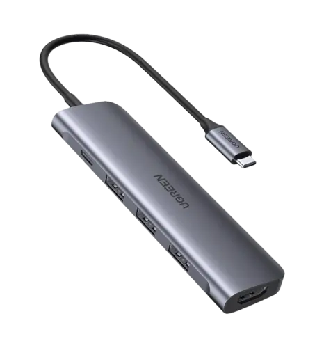 Хаб UGREEN CM136 5-in-1 USB Type-C to HDMI + 3xUSB 3.0 + PD Power Converter Space Gray (50209)